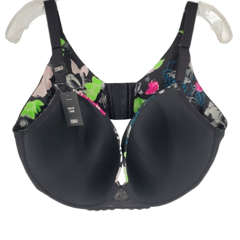 torrid Curve T-Shirt Push-Up Floral Print 360° Back Smoothing Bra Plus Curvy 44F - Picture 12 of 15